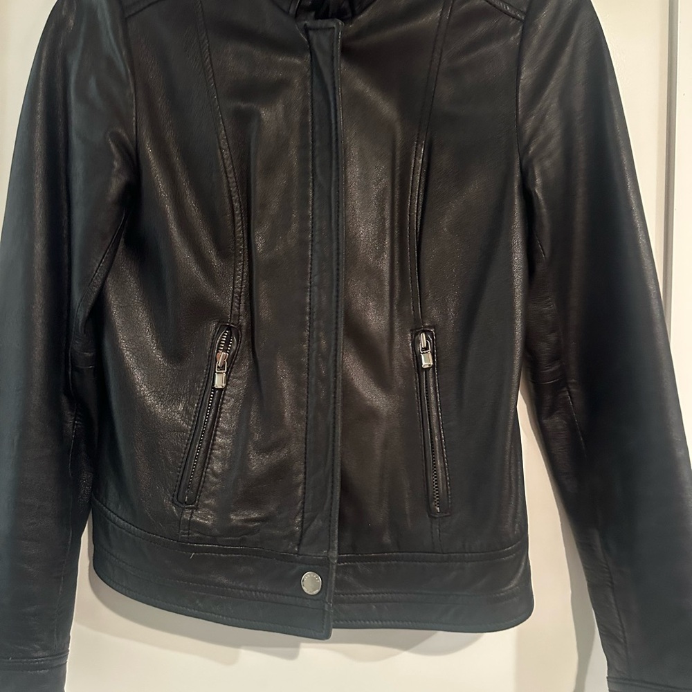Laundry By Shelli Segal Black Leather Moto Jacket